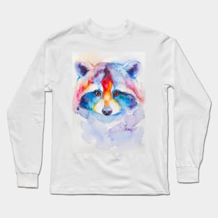 raccoon painted in watercolor Long Sleeve T-Shirt